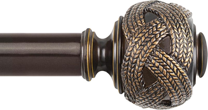 USFOOK Window Treatment Finials for 1 or 7/8 Inch Curtain Rods, Bronze Drapery Rods Replacement Finials with M6 Screws, Woven Leaf Pattern, 2 Pack - Image 2